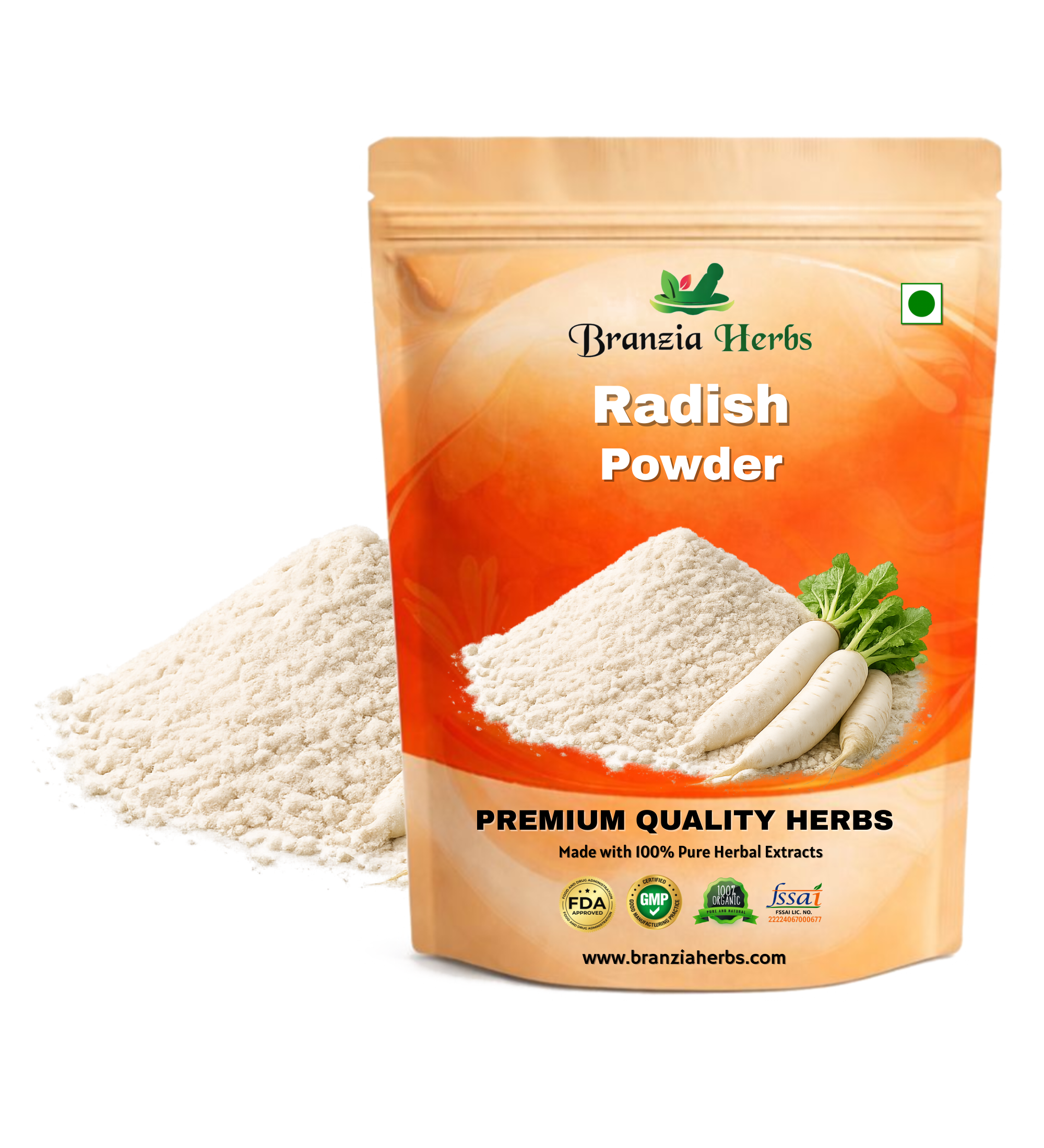 "Radish Powder - Mooli Shaar - Mooli Kshar - Raphanus sativus " - Branzia Herbs