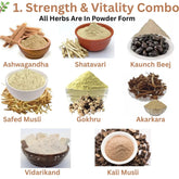 Herbs Powder combo 1 (50 Gram Each) - Ashwagandha, Shatavari, Kaunch Beej, Safed Musli, Gokhru, Akarkara, Vidarikand, Kali Musli