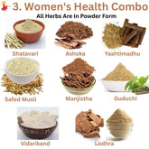 Herbs Powder combo Shatavari, Lodhra, Ashoka, Yashtimadhu, Manjistha, Safed Musli, Guduchi, Vidarikand