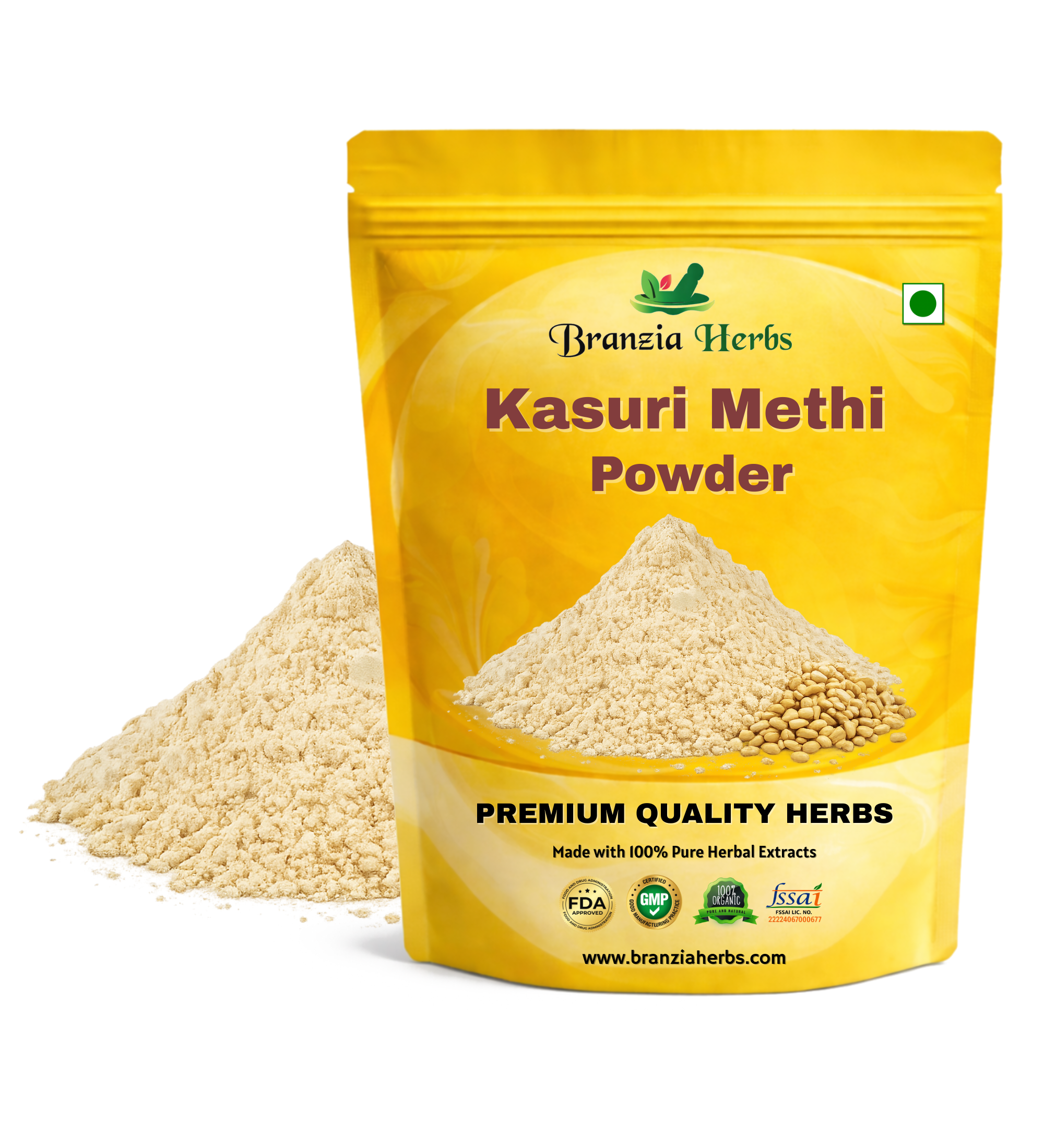 "Kasuri Methi Seeds Powder - Champa Methi Powder - Fenugreek seeds powder " - Branzia Herbs