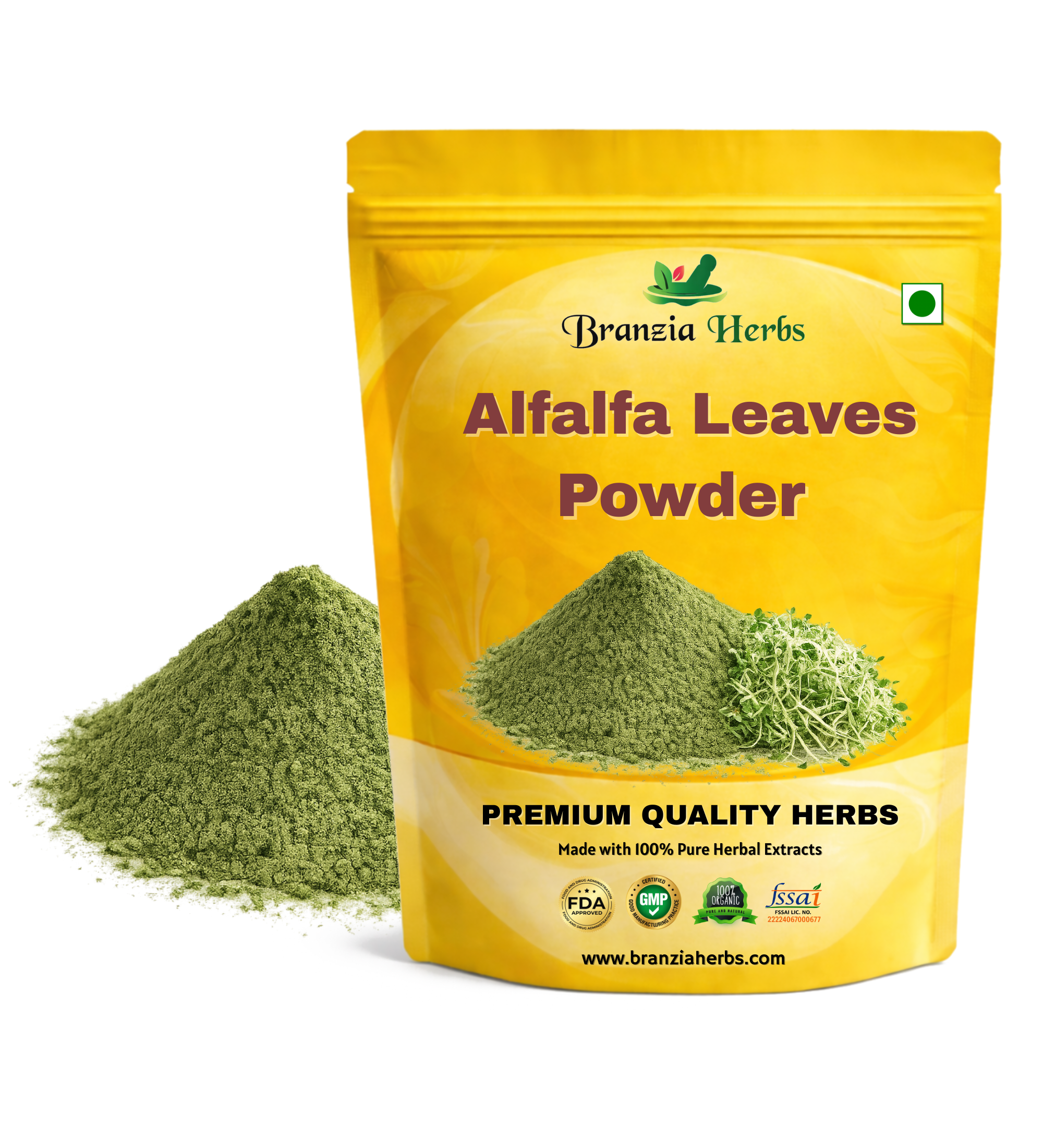 ALFALFA LEAVES POWDER (ORGANIC) – PURPLE MEDICK – MEDICAGO SATIVA - Branzia Herbs