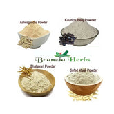 "Safed Musli, Konch Beej, Ashwagandha, Shatavari, Kaunch Beej, Satawer Powder 200 Gm Combo Pack " - Branzia Herbs
