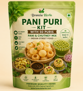 Pani Puri Kit with 50 Crispy Puris, Pani Masala & Chutney Mix – Authentic Indian Street Food Snack Kit for Homemade Golgappa & Puchka Experience