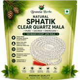 Natural Sphatik Clear Quartz Mala 8 mm Faceted 108 Beads | Original Crystal Stone Jaap Mala for Reiki Healing, Meditation & Spiritual Prayer