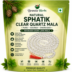 Natural Sphatik Clear Quartz Mala 8 mm Faceted 108 Beads | Original Crystal Stone Jaap Mala for Reiki Healing, Meditation & Spiritual Prayer