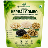 Safed Musli, Shatavari, Dhaga Mishri, Kaunch Beej, Ashwagandha Whole Saboot 125 Gm Combo Pack 25 Gm Each Herb