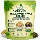 Safed Musli, Black Musli Whole Saboot 400 Gm Combo Pack 200 Gm Each Herb