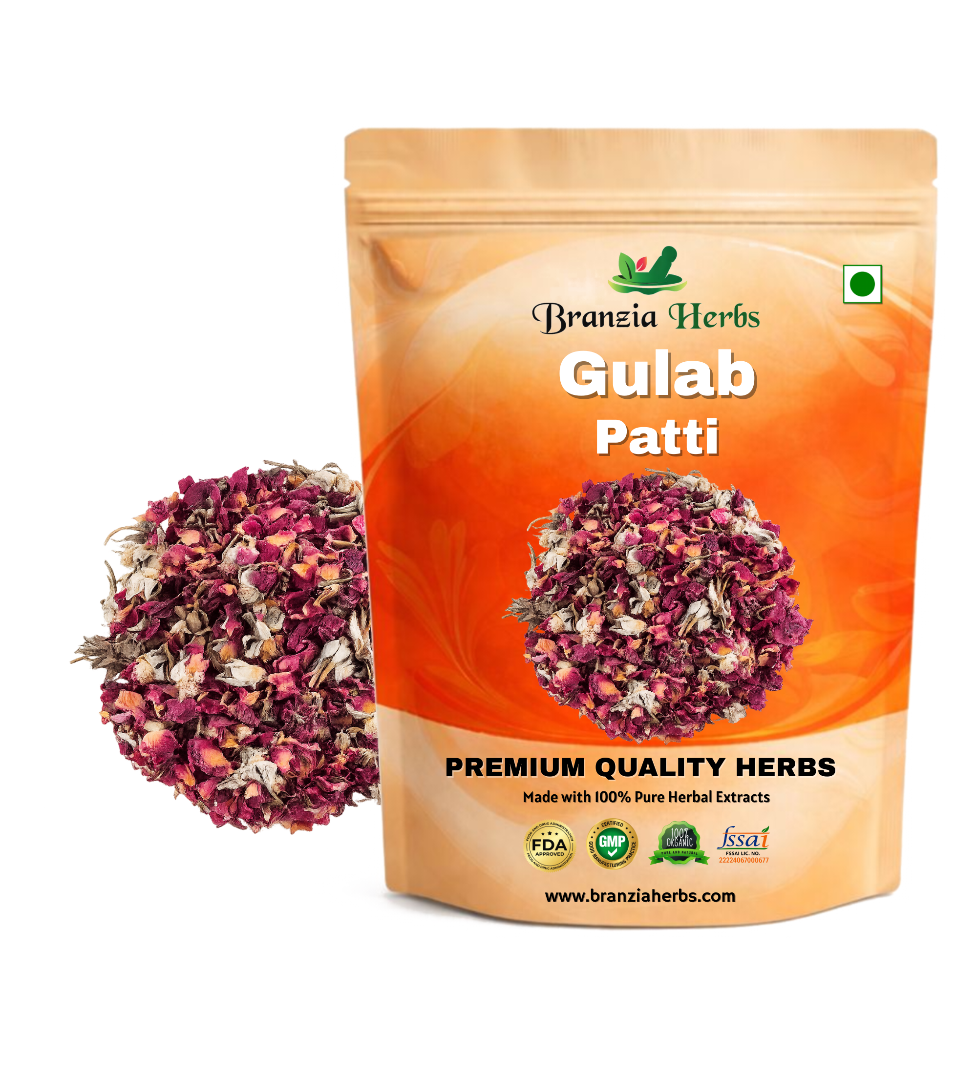 Gulab Patti - Rosa Gallica dried -Dry Rose Petal Raw Herbs - Branzia Herbs