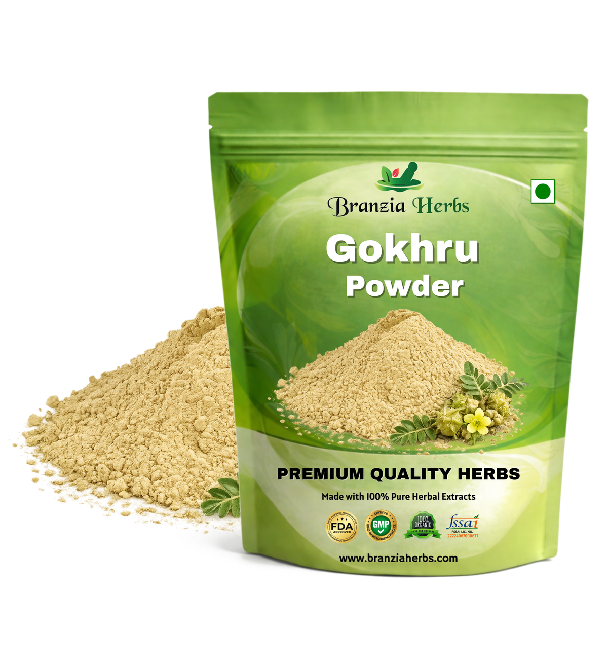 "Gokhru powder - Gokshura - Gokhru Chota - Tribulus Terrestris powder " - Branzia Herbs