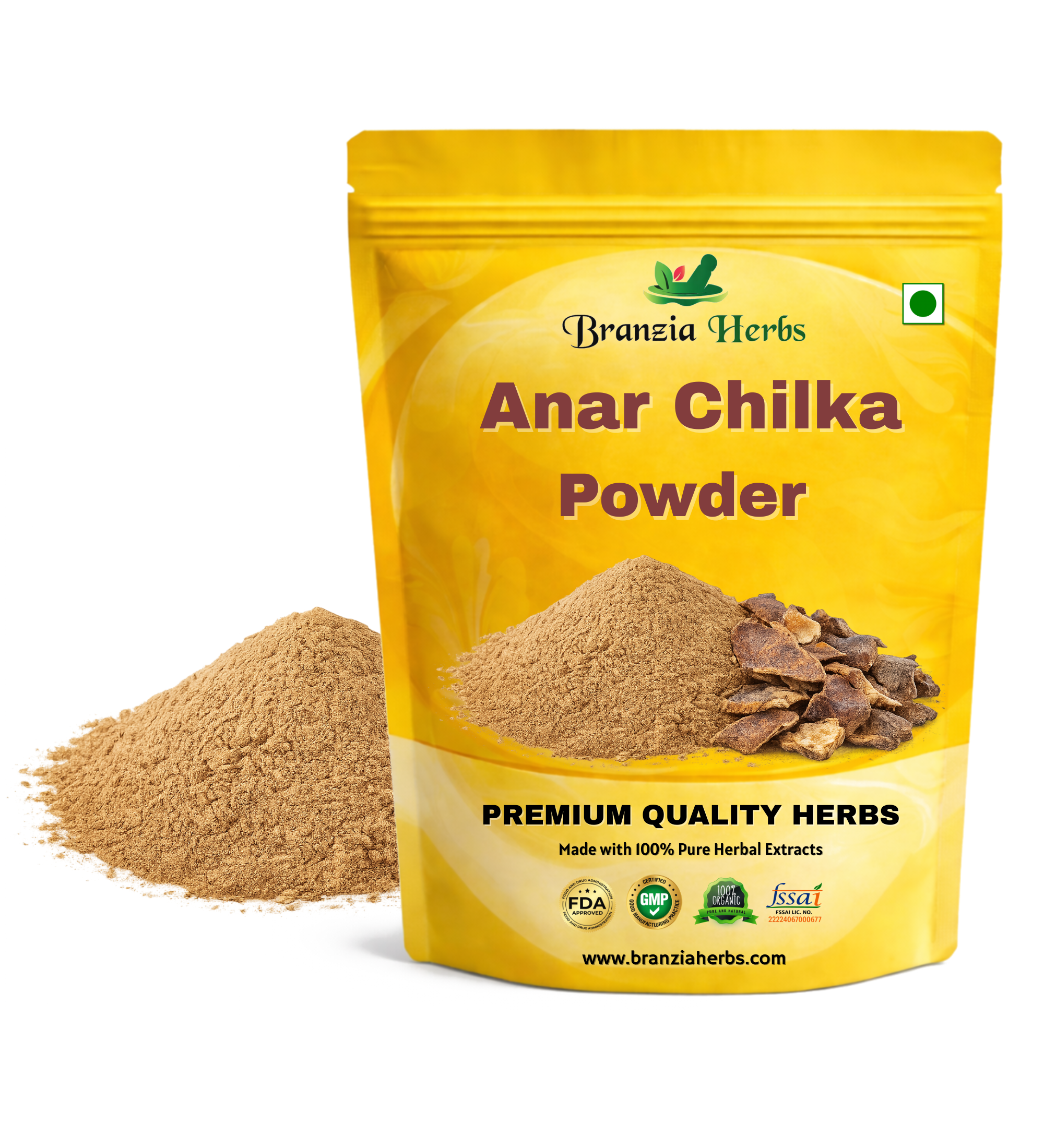 Anar Chilka Powder - Nashpal - Punica Granatum Peel - Pomegranate Peel - Branzia Herbs