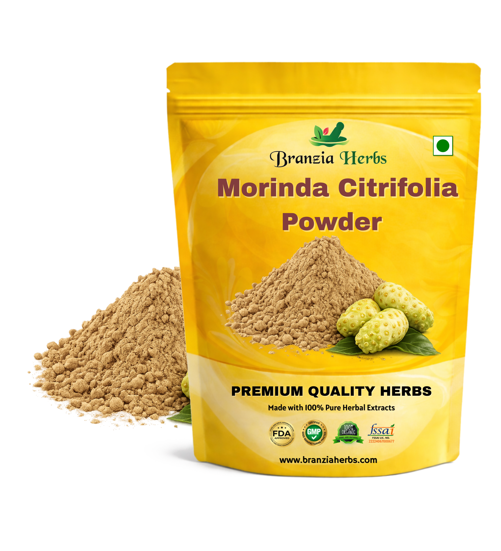 Morinda Citrifolia Organic Noni Fruit Powder, - Branzia Herbs
