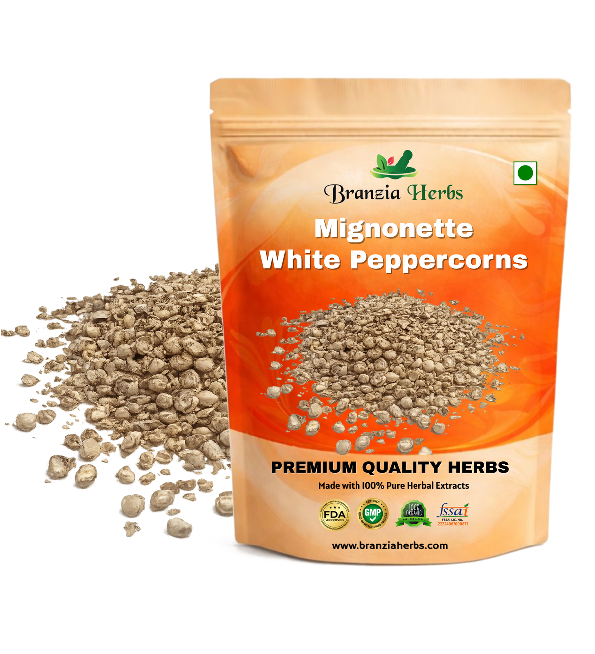 Mignonette (Cracked) White Peppercorns Wholesale Branzia Herbs