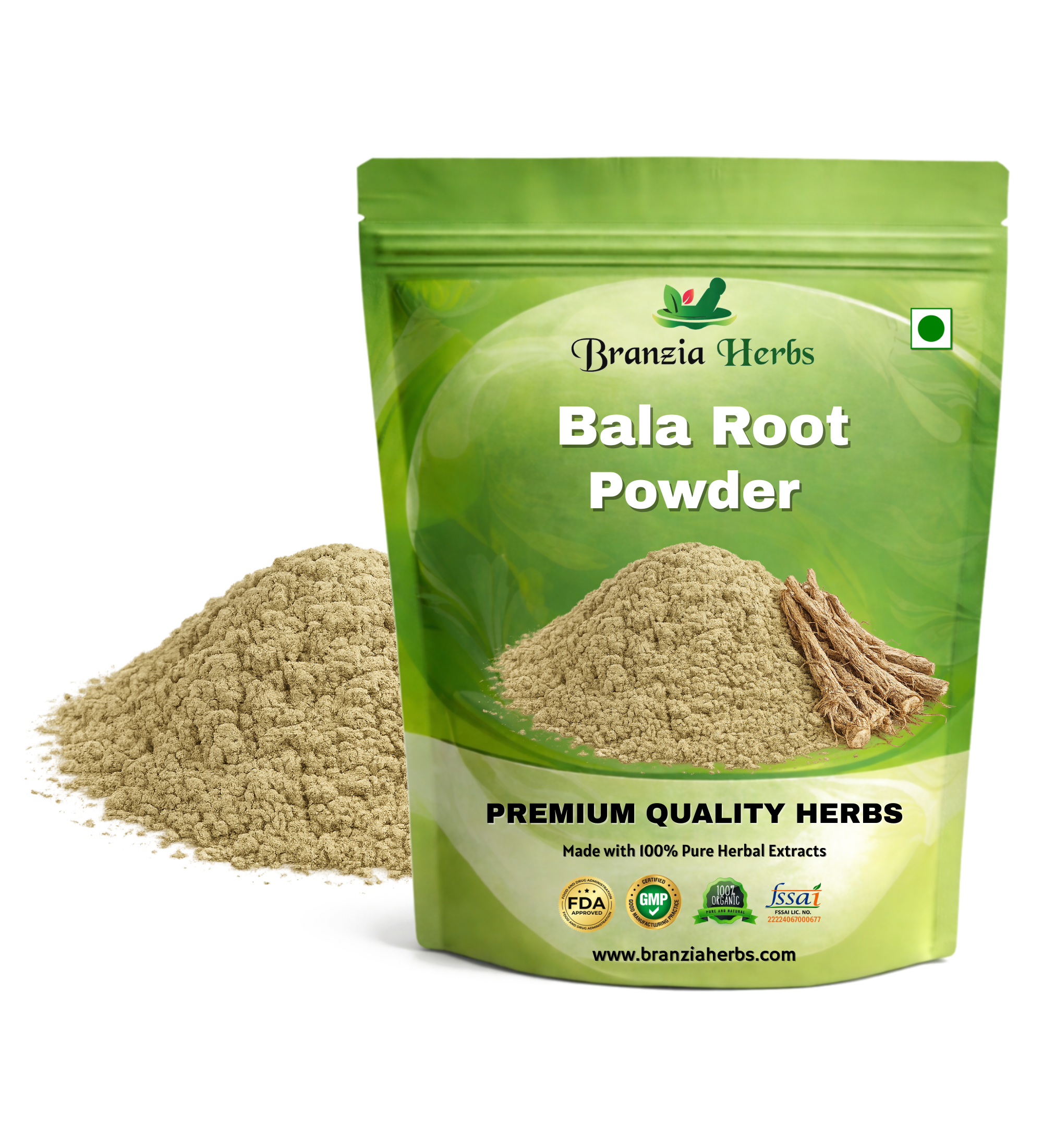 Bala Root Powder - Balamoola - Sida cordifolia - Branzia Herbs