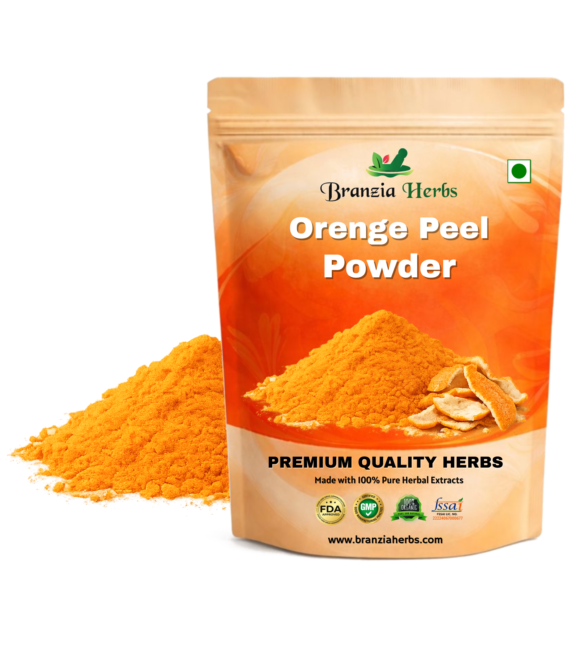 "Orange Peel Powder - Citrus X sinensis - Santara Chilka " - Branzia Herbs