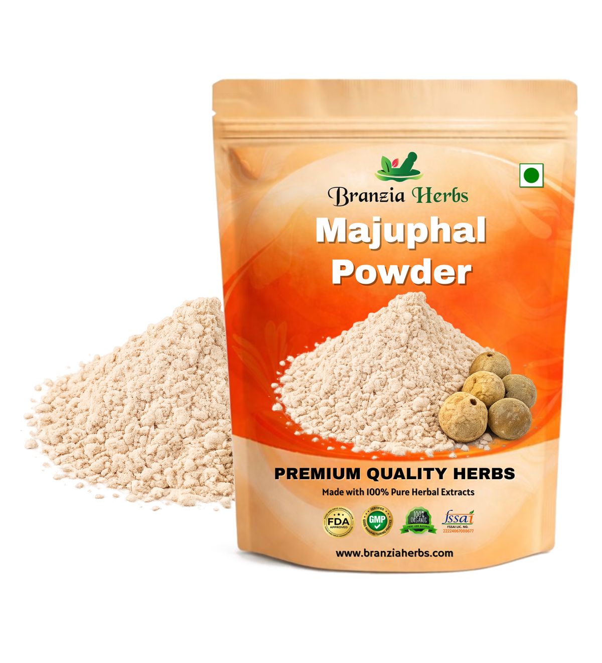 Majuphal Powder - Manjakani - Quercus Infectoria Oliv - Dyer's Oak - Gall Nuts - Branzia Herbs