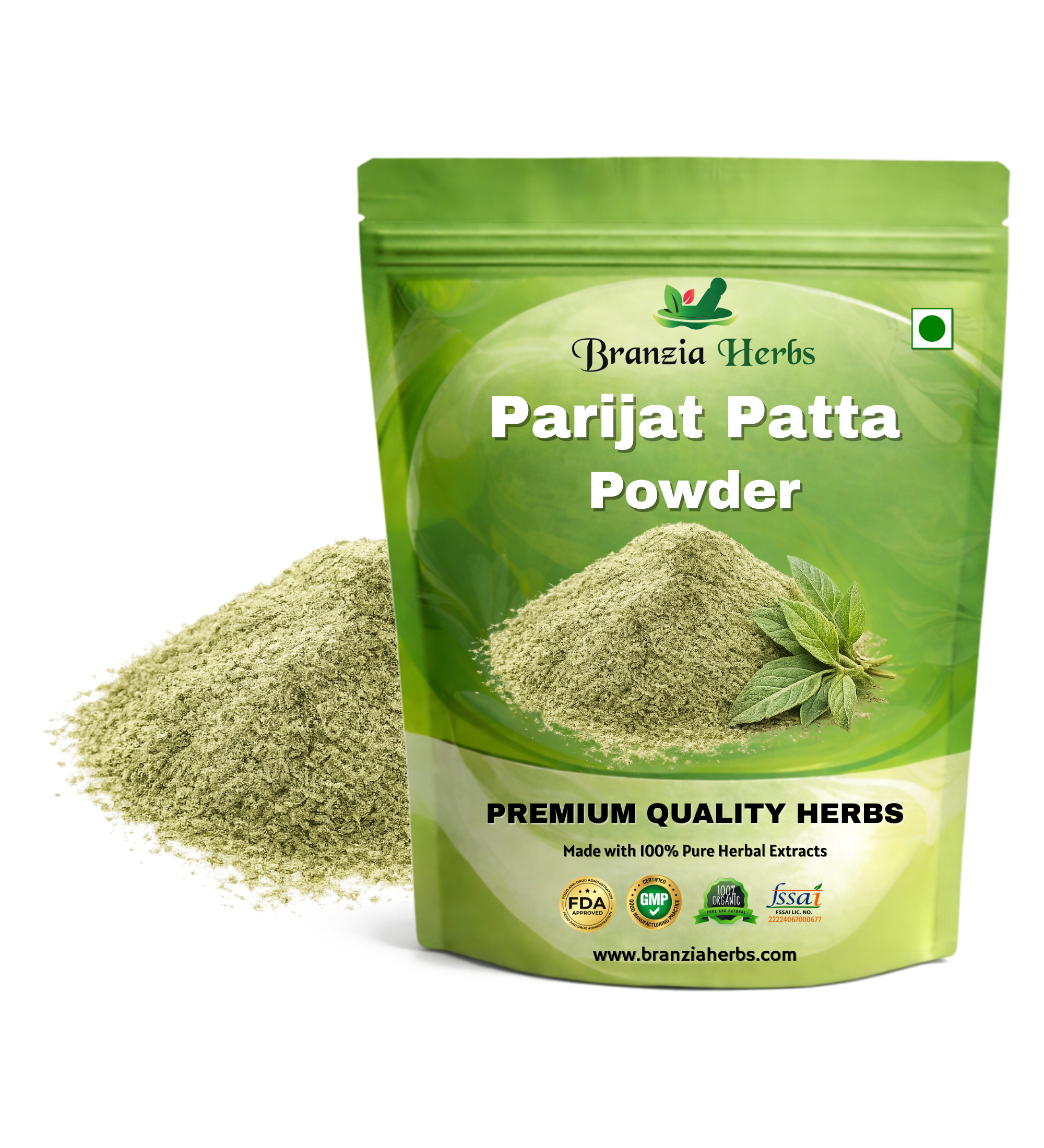 "Parijat Patta Powder - Harshringar Patta - Parijaat Leaves - Nyctanthes Arbor-Tristis " - Branzia Herbs
