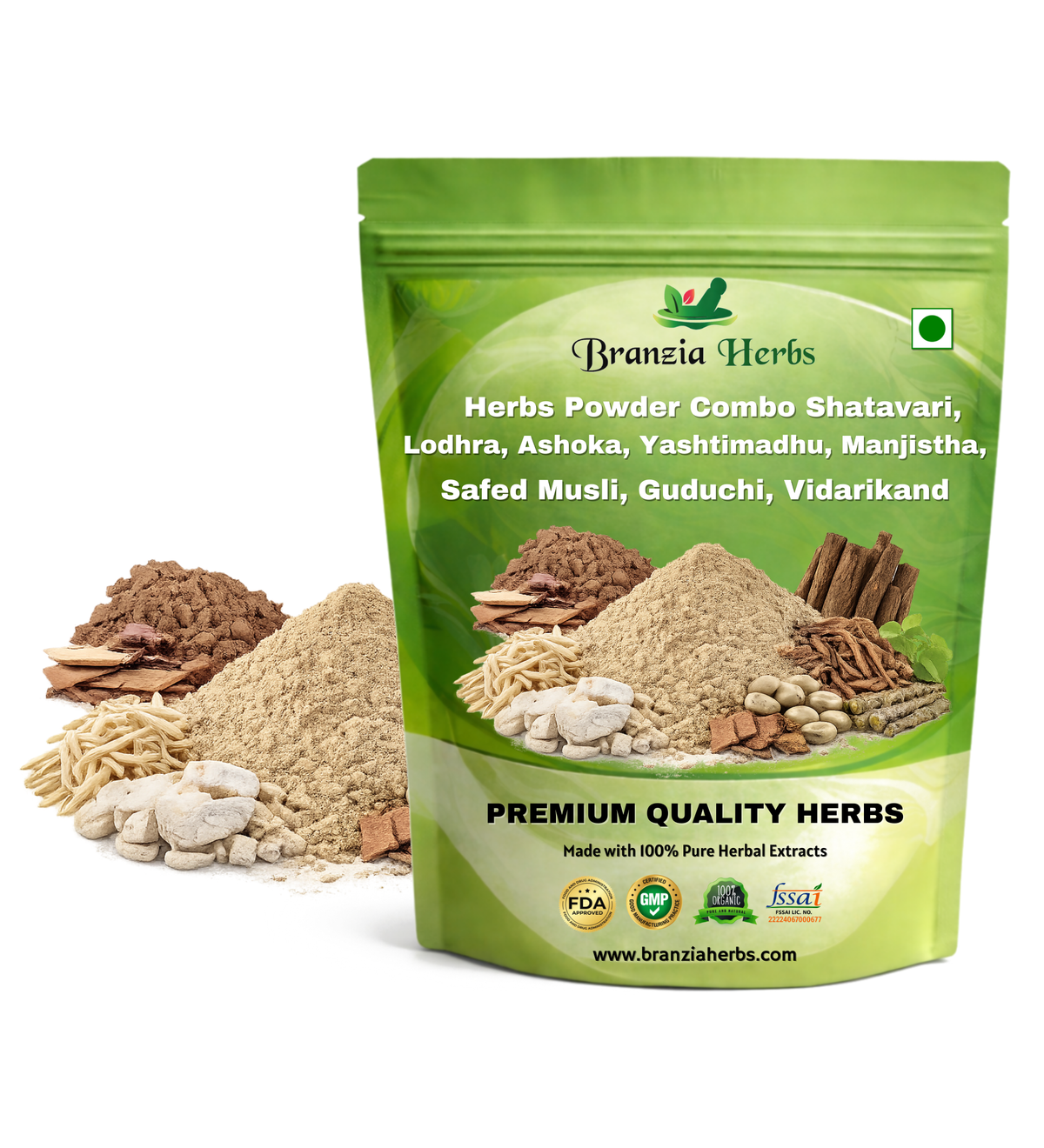 Herbs Powder Combo Shatavari, Lodhra, Ashoka, Yashtimadhu, Manjistha, Safed Musli, Guduchi, Vidarikand