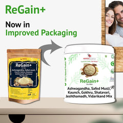 ReGain+ For Men 300gm - For 1 month Enriched with Ashwagandha Powder, Safed Musli, Gokhru, Kaunch, Shatavari, Jeshthamadh & Vidarikand Powder - Branzia Herbs