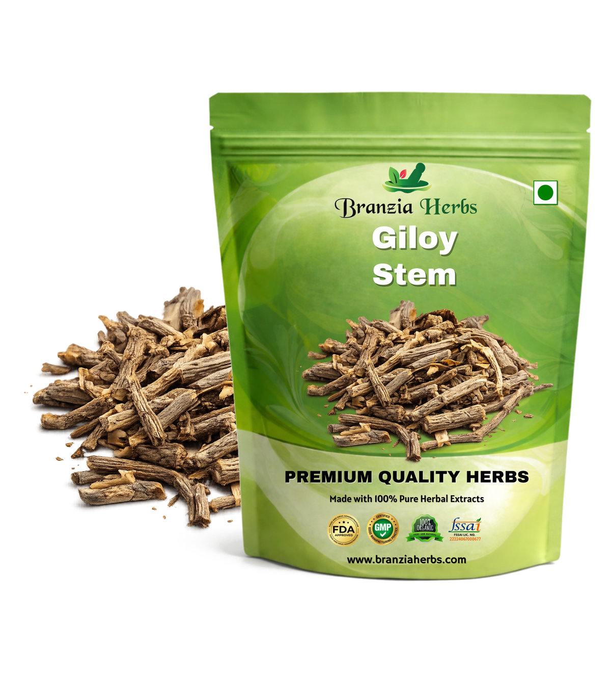 Giloy Stem - Giloi - Guduchi - Amrita - Amruta - Tinospora cordifolia - Branzia Herbs