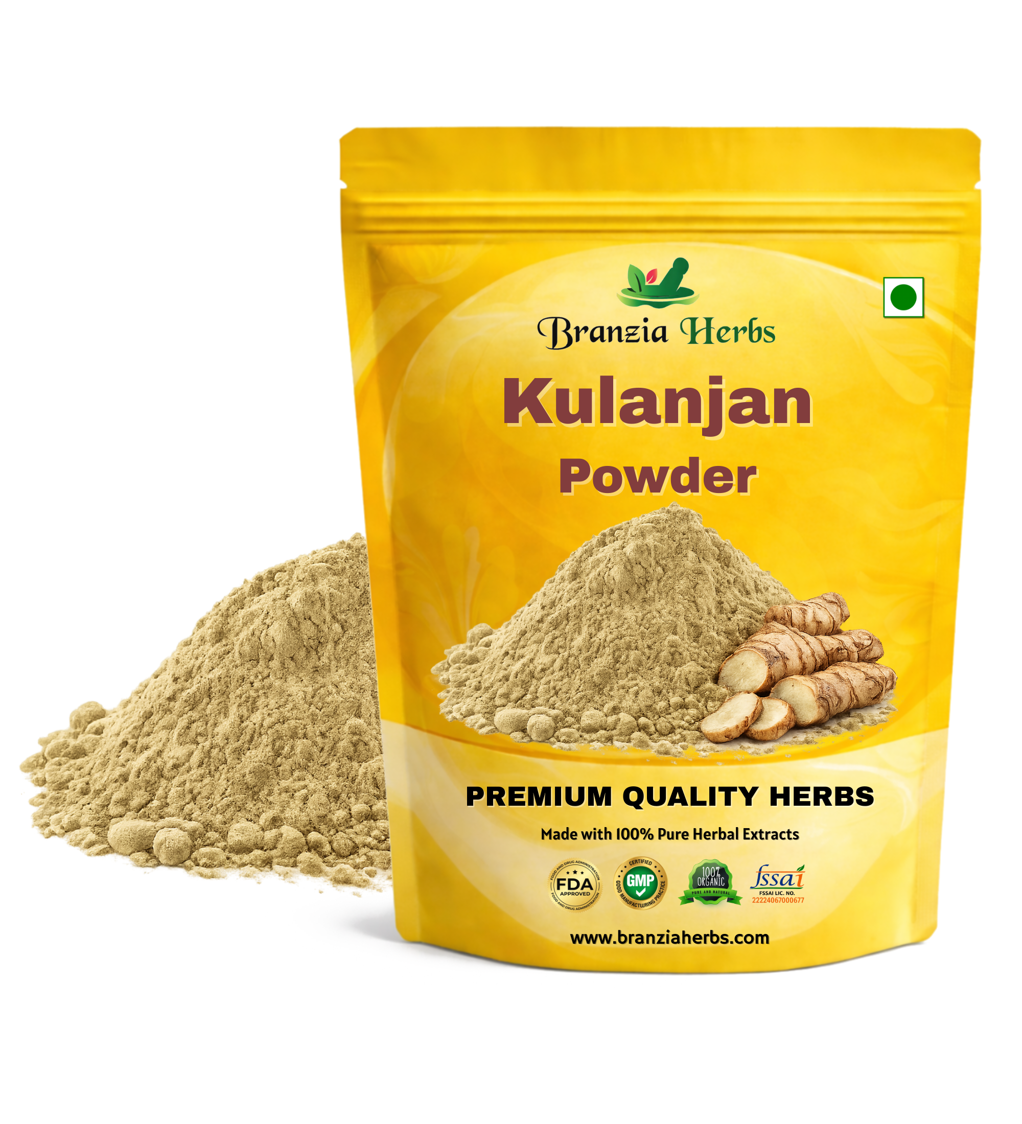 "Kulanjan Powder - Kulinjan - Paan Jadd - Galangal powder - Alpinia Galanga Wild Powder - Siamese Ginger - Thai Ginger " - Branzia Herbs