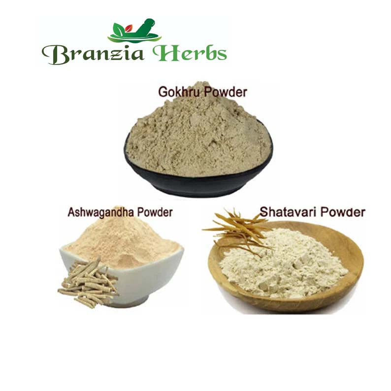 "Ashwagandha, Shatavari, Gokhru Powder 150 Gm Combo Pack 50 Gm Each " - Branzia Herbs