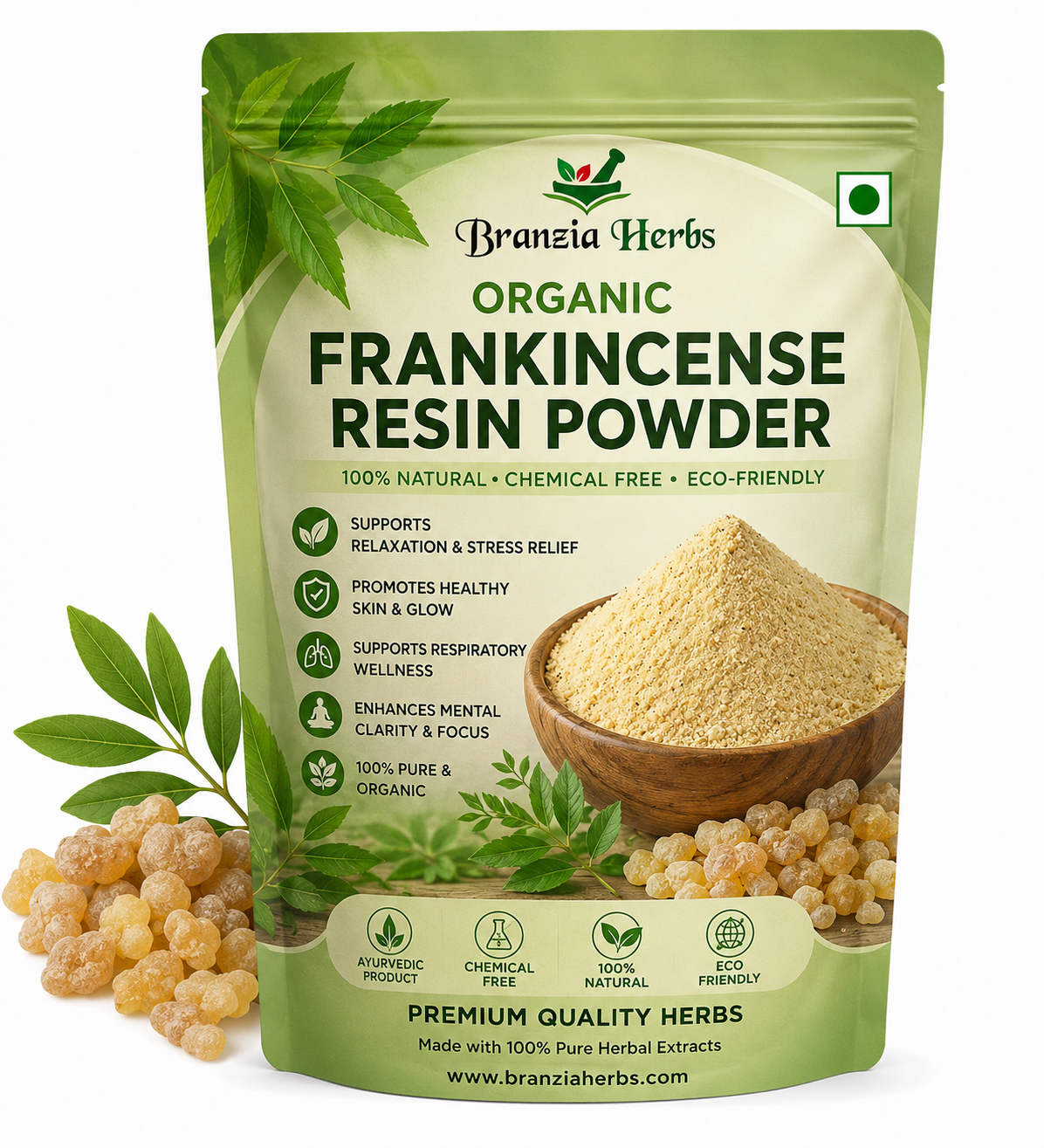 Organic Frankincense Resin Powder (Boswellia Serrata) – Premium Natural Incense Resin for Aromatherapy, Spiritual Rituals, Herbal Use & Traditional Wellness Applications