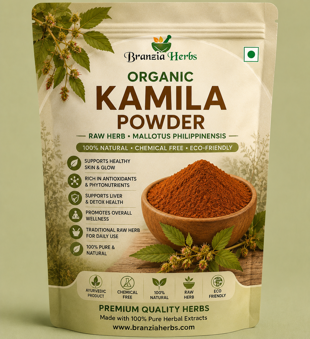 Organic Kamila Powder (Mallotus Philippinensis) – Premium Raw Herbal Powder | Kamela, Kapila & Singh Herb Botanical Ingredient for Traditional Herbal Preparations