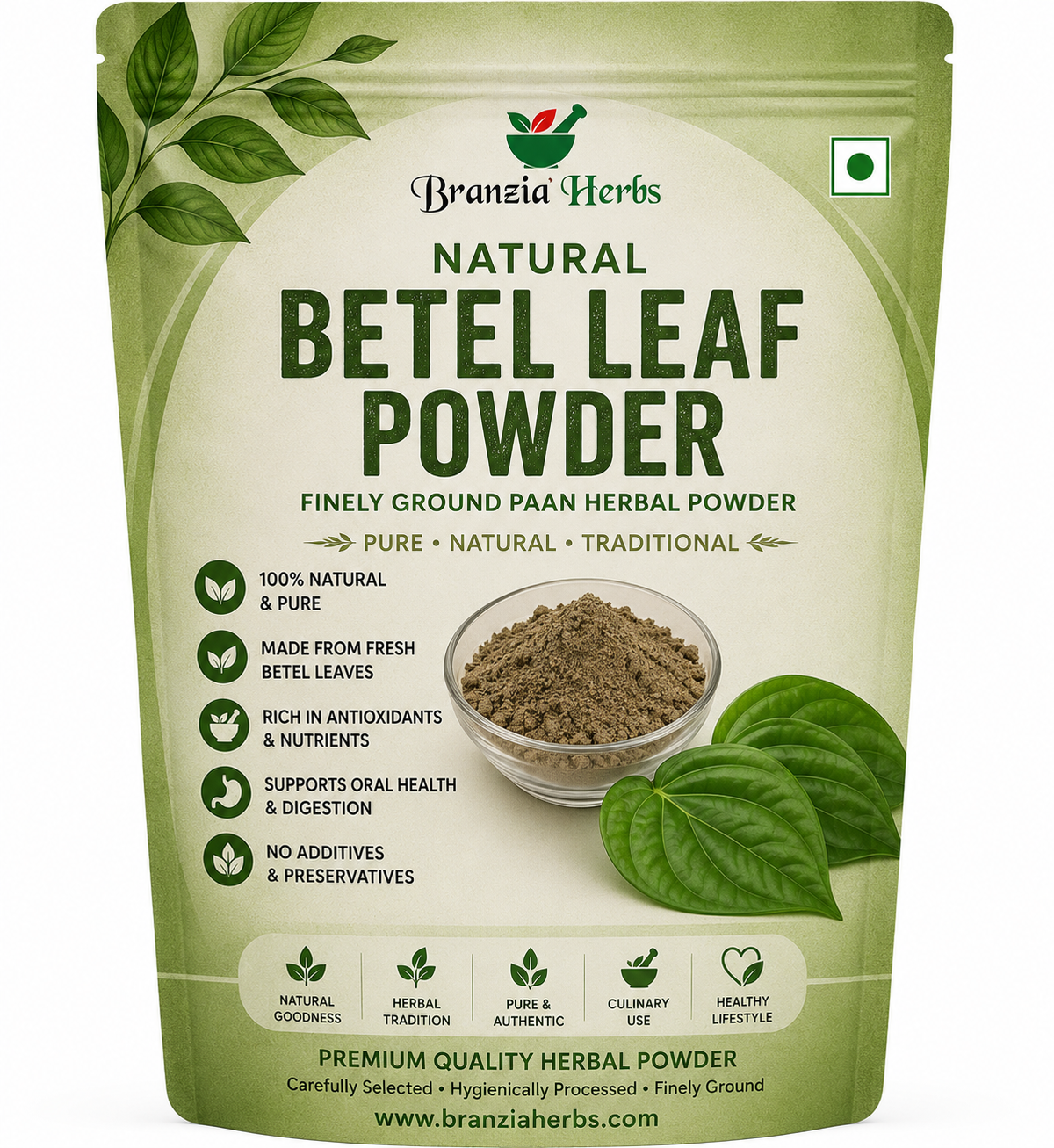 Natural Betel Leaf Powder | Finely Ground Paan Herbal Powder | Organic Leaf Powder