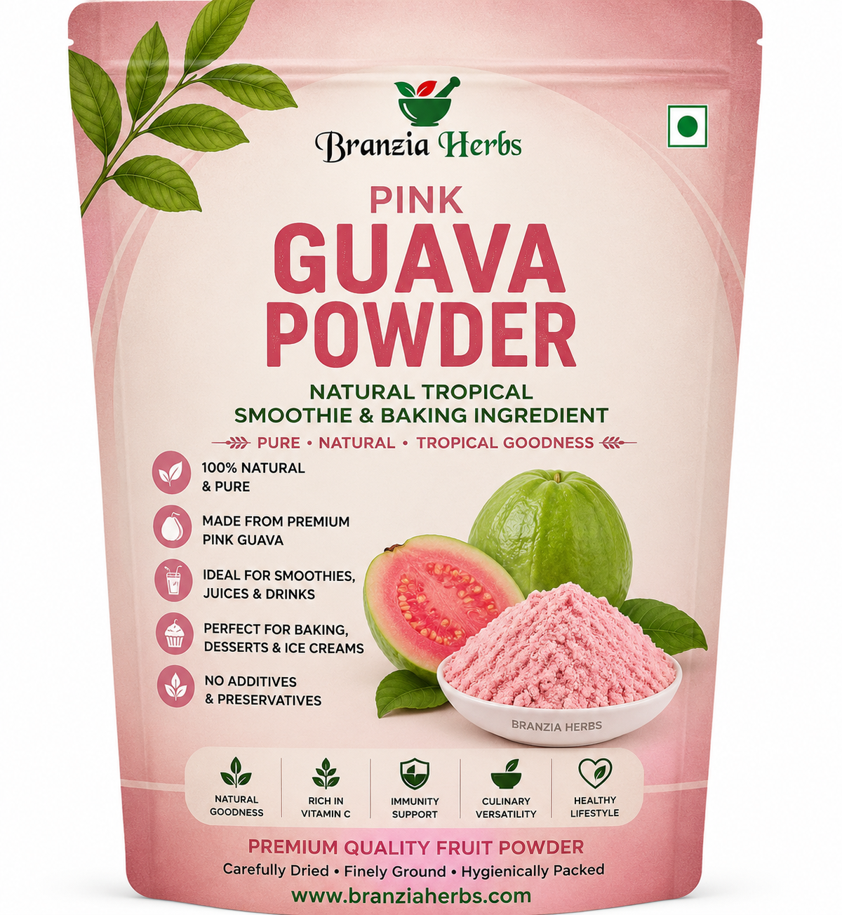 Pink Guava Powder | Natural Tropical Fruit Powder | Smoothie & Baking Ingredient
