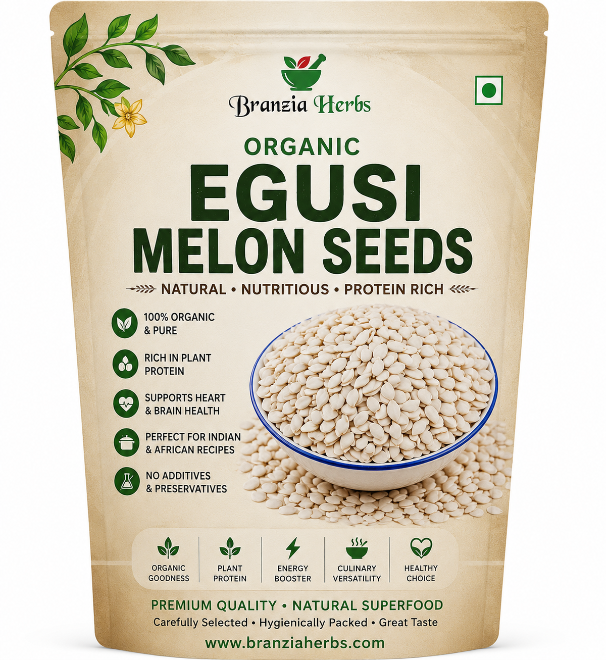 Organic Egusi Melon Seeds | Protein-Rich Natural Seeds | Indian & African Cooking Ingredient