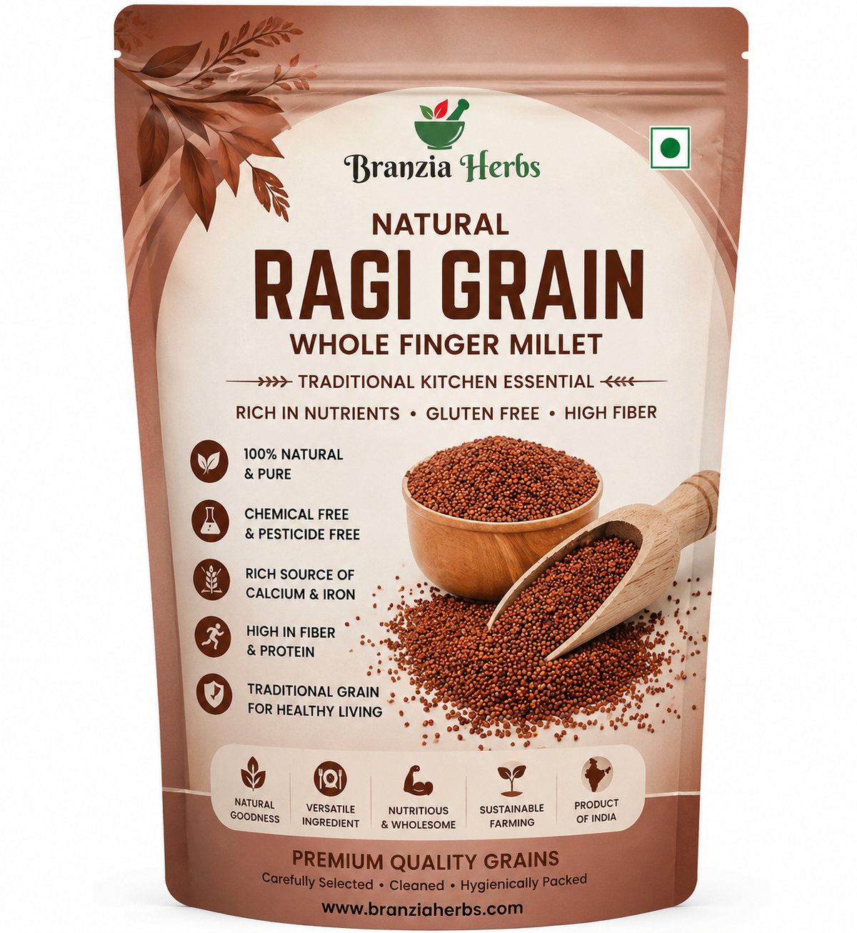 Natural Ragi Grain | Whole Finger Millet | Traditional Kitchen Essential | Healthy Super Grain