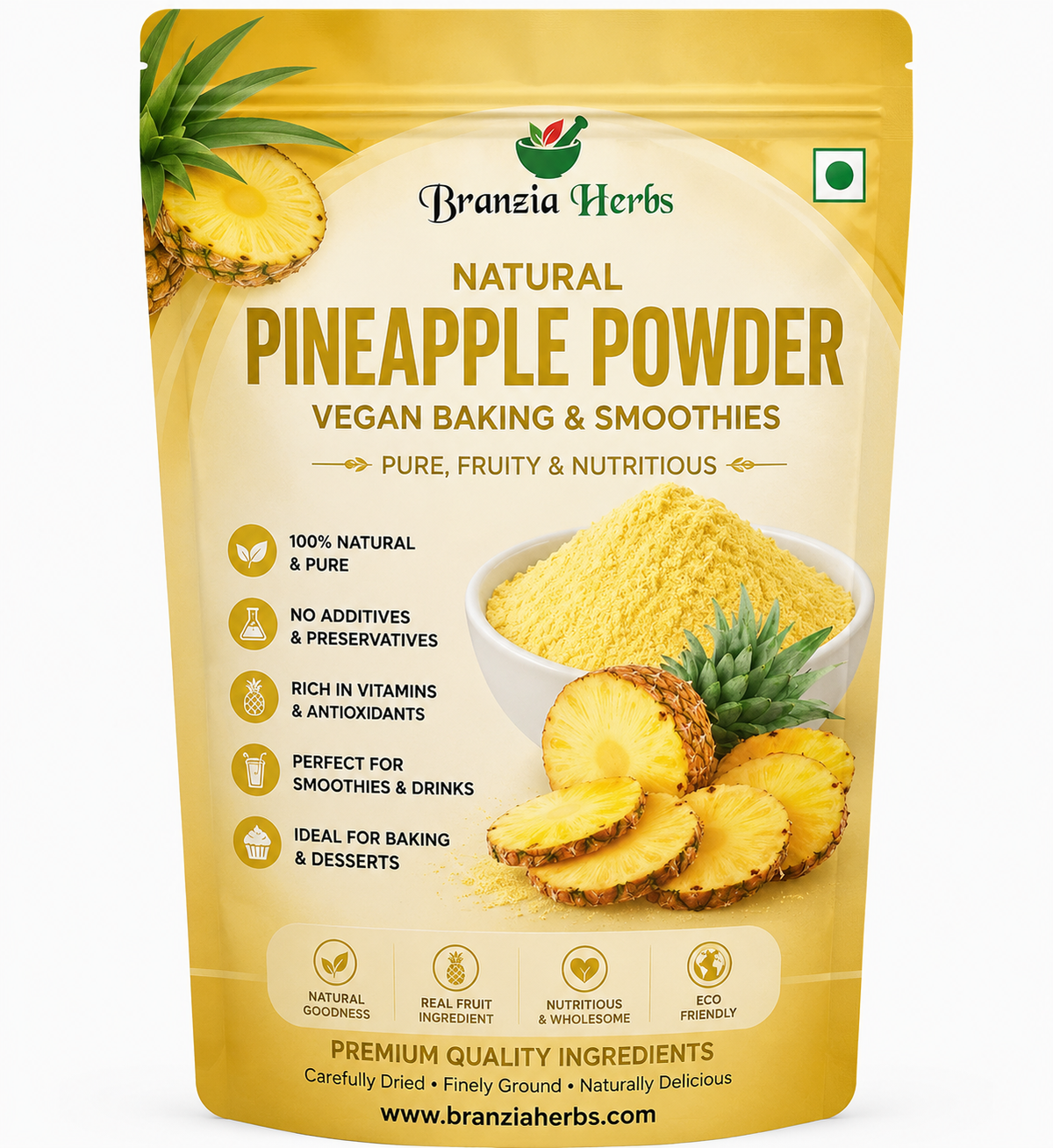 Natural Pineapple Powder | Dehydrated Fruit Powder | Vegan Baking & Smoothies Ingredient