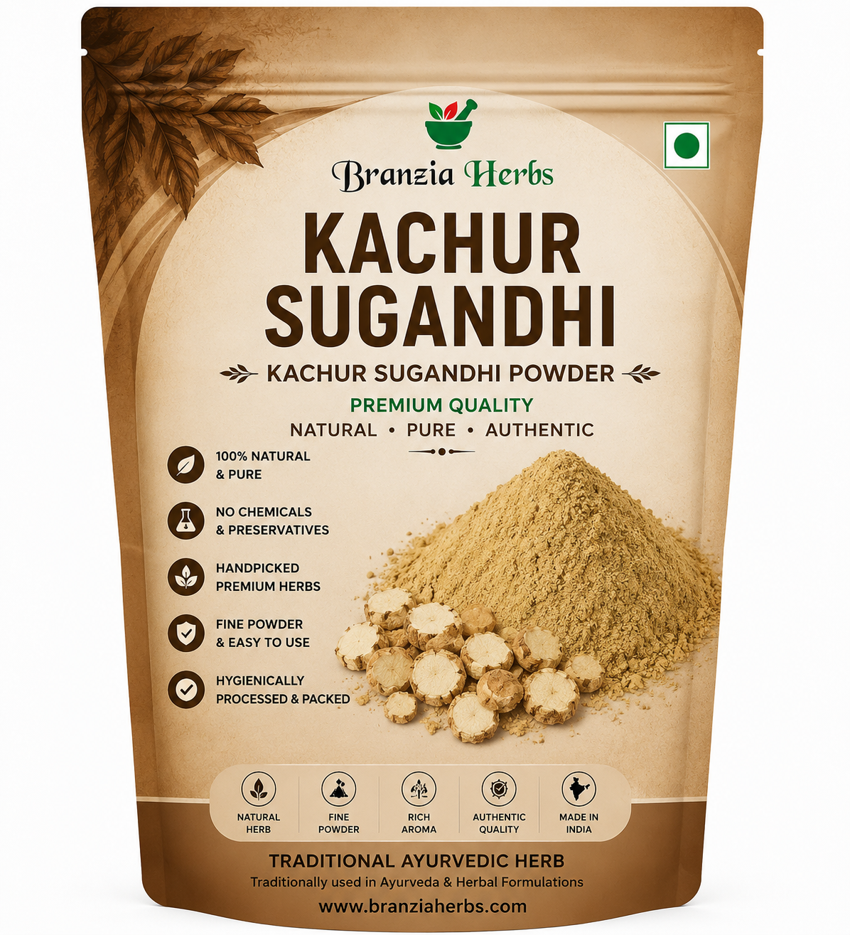Kachur Sugandhi | Zedoary Root Powder | White Turmeric Powder | Curcuma Zedoaria Whole | Ayurvedic Herbal Ingredient
