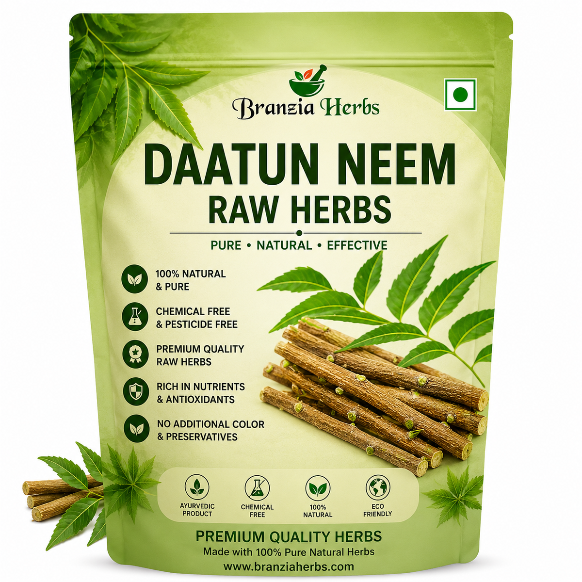 Neem Daatun Sticks | Raw Herbal Neem Datun | Natural Jadi Booti Neem Datoon | Approx. 6 Inch