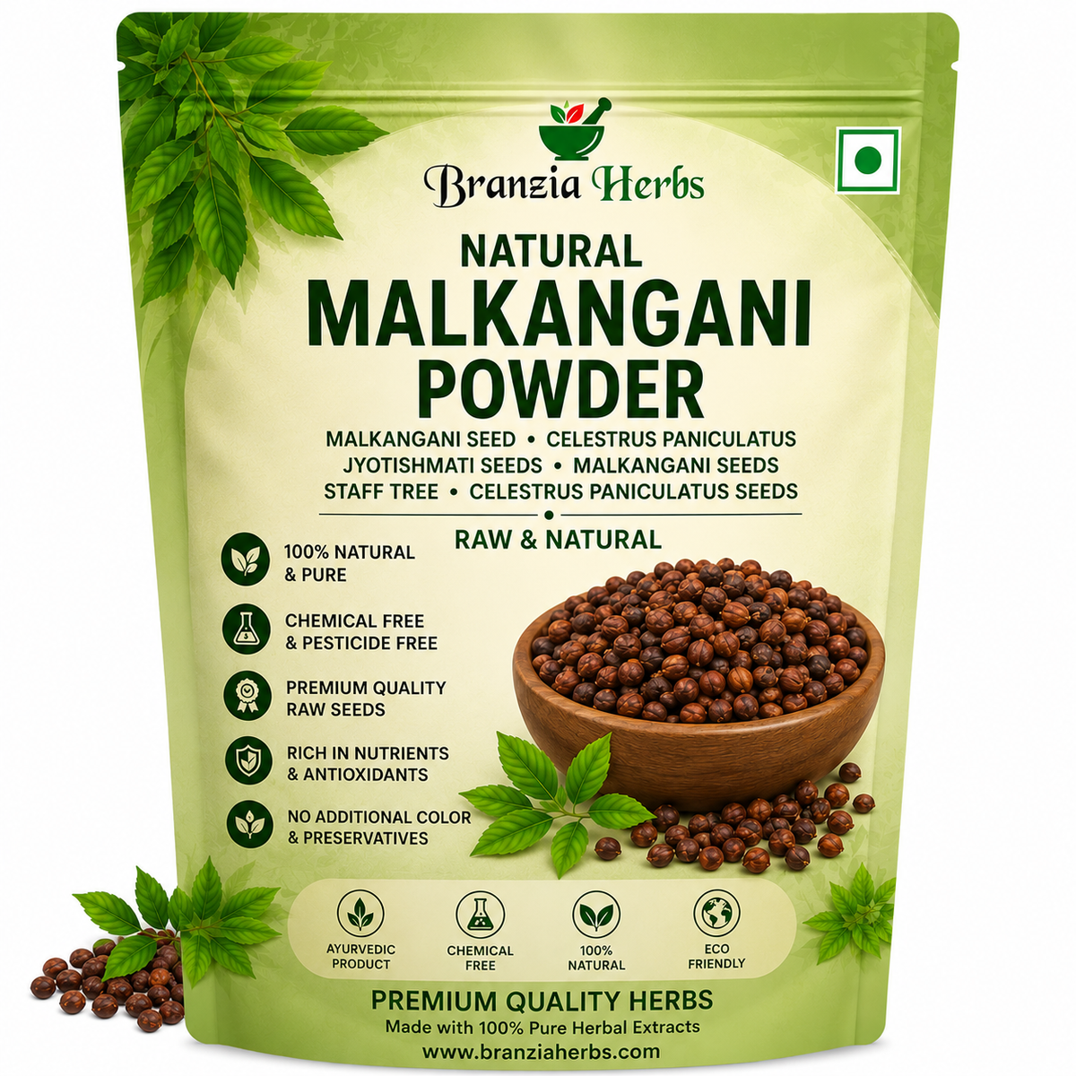 Malkangani Powder | Celastrus Paniculatus Seed Powder | Jyotishmati Herbal Powder | Staff Tree Seeds