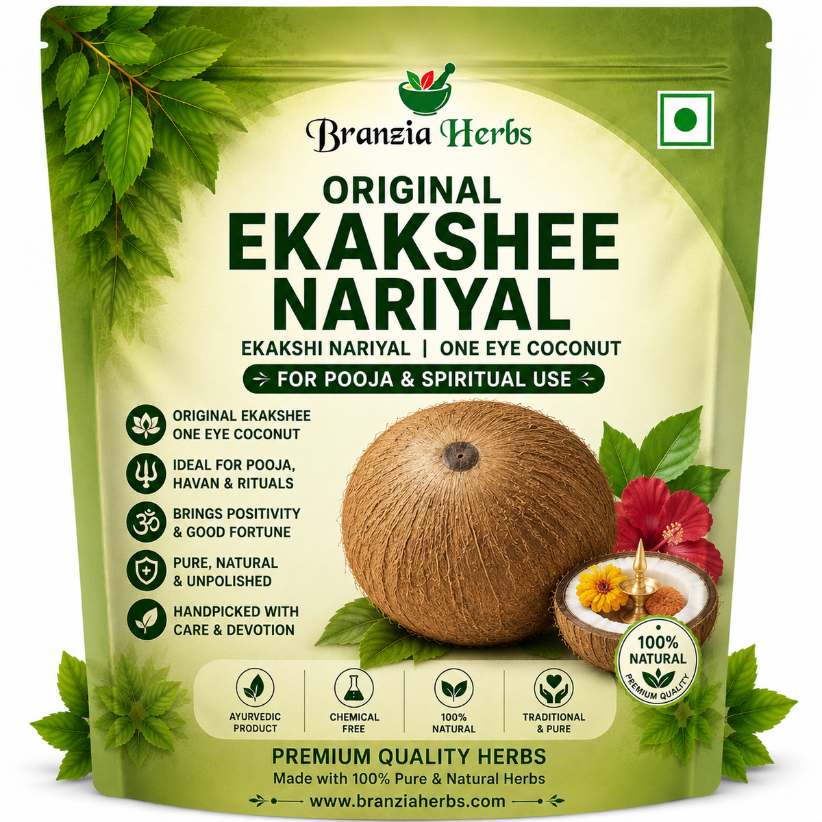 Original Ekakshi Nariyal | Ekakshee One Eye Coconut for Pooja & Spiritual Rituals