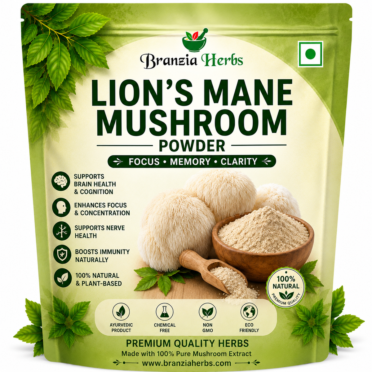 Lion's Mane Mushroom Powder | Natural Hericium Erinaceus Mushroom Powder