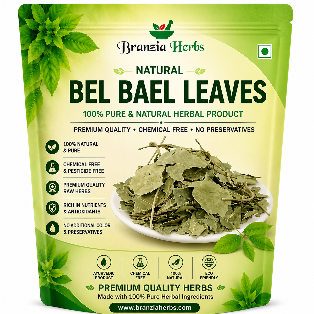 Bel Bael Leaves - Bel Patta - Bel Patra - Bailpatr - Bail Patr - Aegle Marmelos