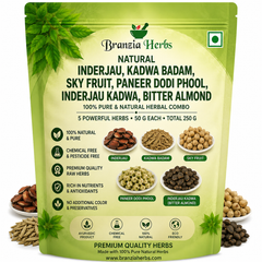 Inderjau, Kadwa Badam, Sky Fruit, Paneer Dodi Phool, Inderjau Kadwa, Bitter Almond 150 Gm Combo Pack 50 Gm Each