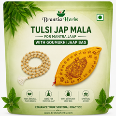 Tulsi Jap Mala for Mantra Jaap with Goumukhi Jaap Bag