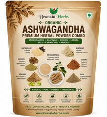 Organic Ashwagandha, Shatavari, Gokhru, Lodhra, Bala, Kapikachhu, Amalaki Powder 350 Gm Combo Pack 50 Gm Each Herb powder