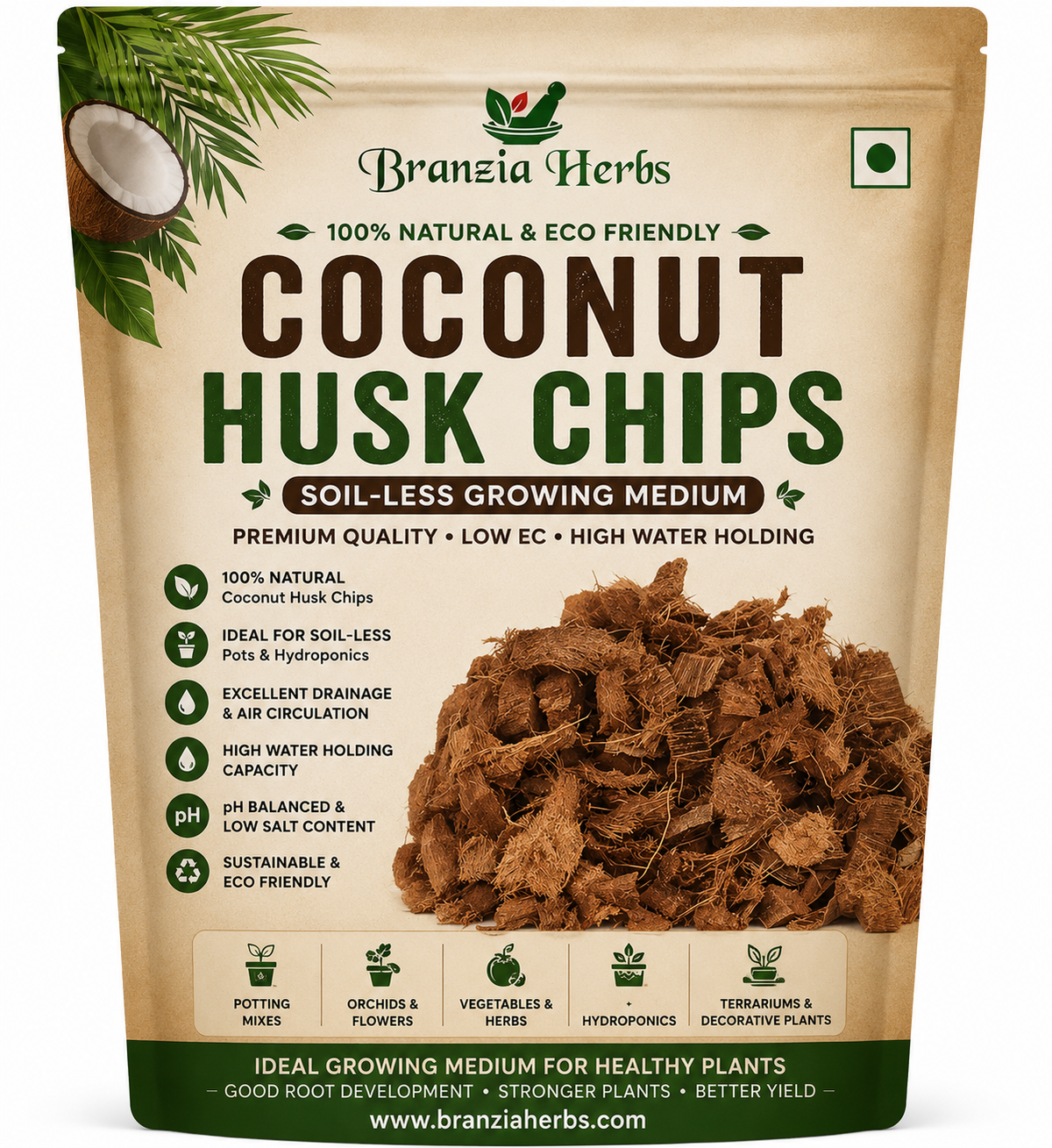Coconut Husk Chips Soil-Less Orchid Potting Mix for Orchid, anthurium, Hoyas and catteleya