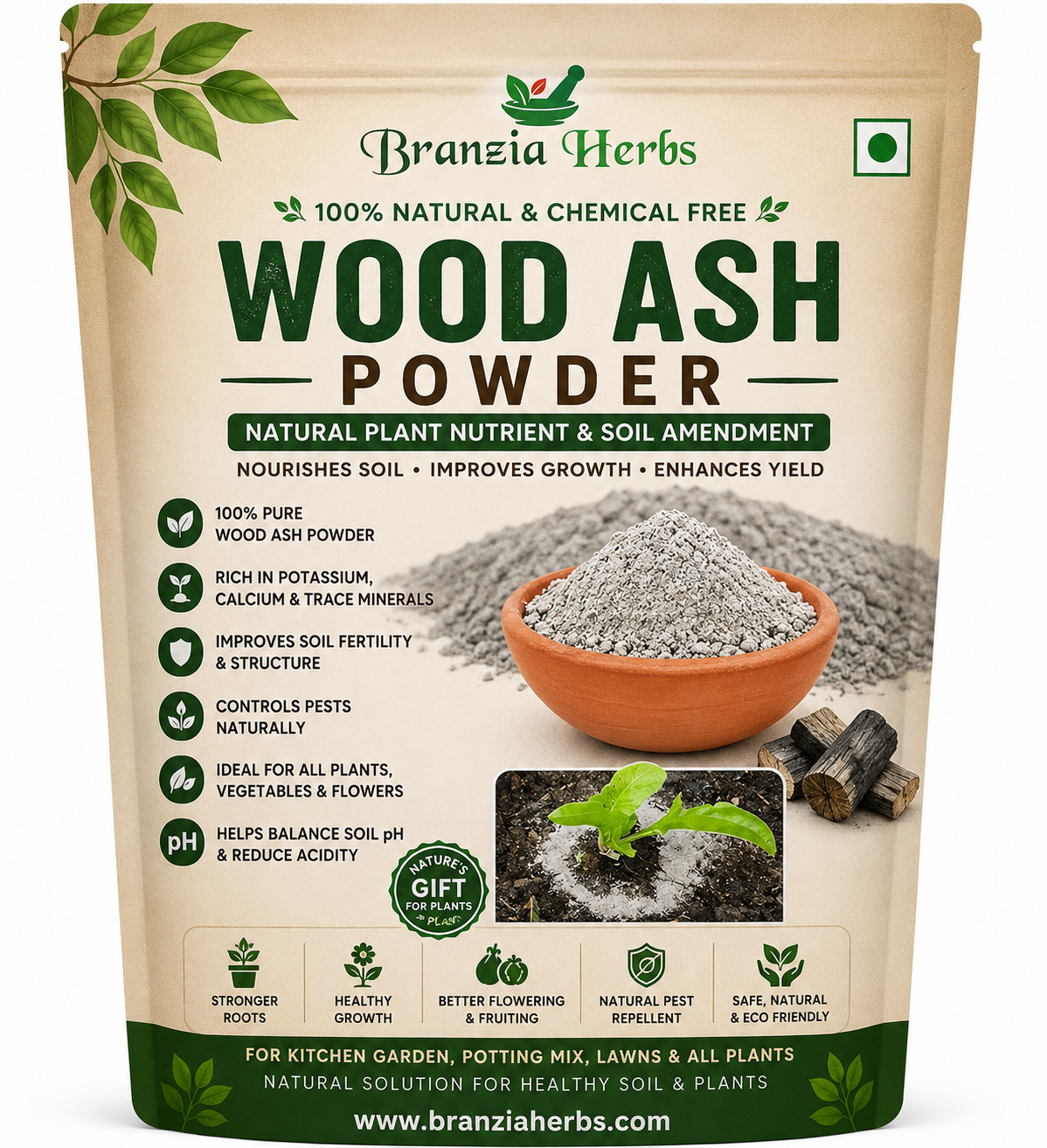 Natural Pure Wood Ash Powder (Raakh) | Wood Ash Fertiliser for Plants